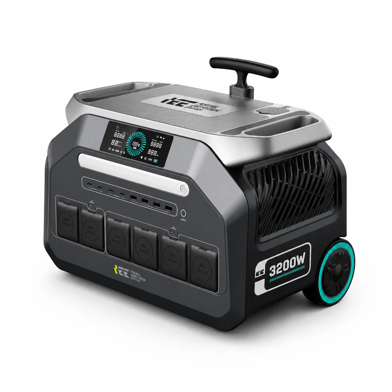 Tragbare Powerstation IEE P3200 3200W 2048Wh LiFePO4 Akku WLAN Bluetooth Smart-Steuerung Solargenerator für Camping Wohnmobil Notfall zu Hause