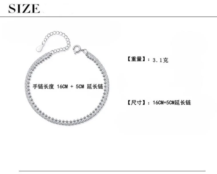 S925 Stamp Silver Color Double Layer Twist Rotation Bracelet Female Interval Round Beads Bracelets Korean Fresh Jewelry Gifts