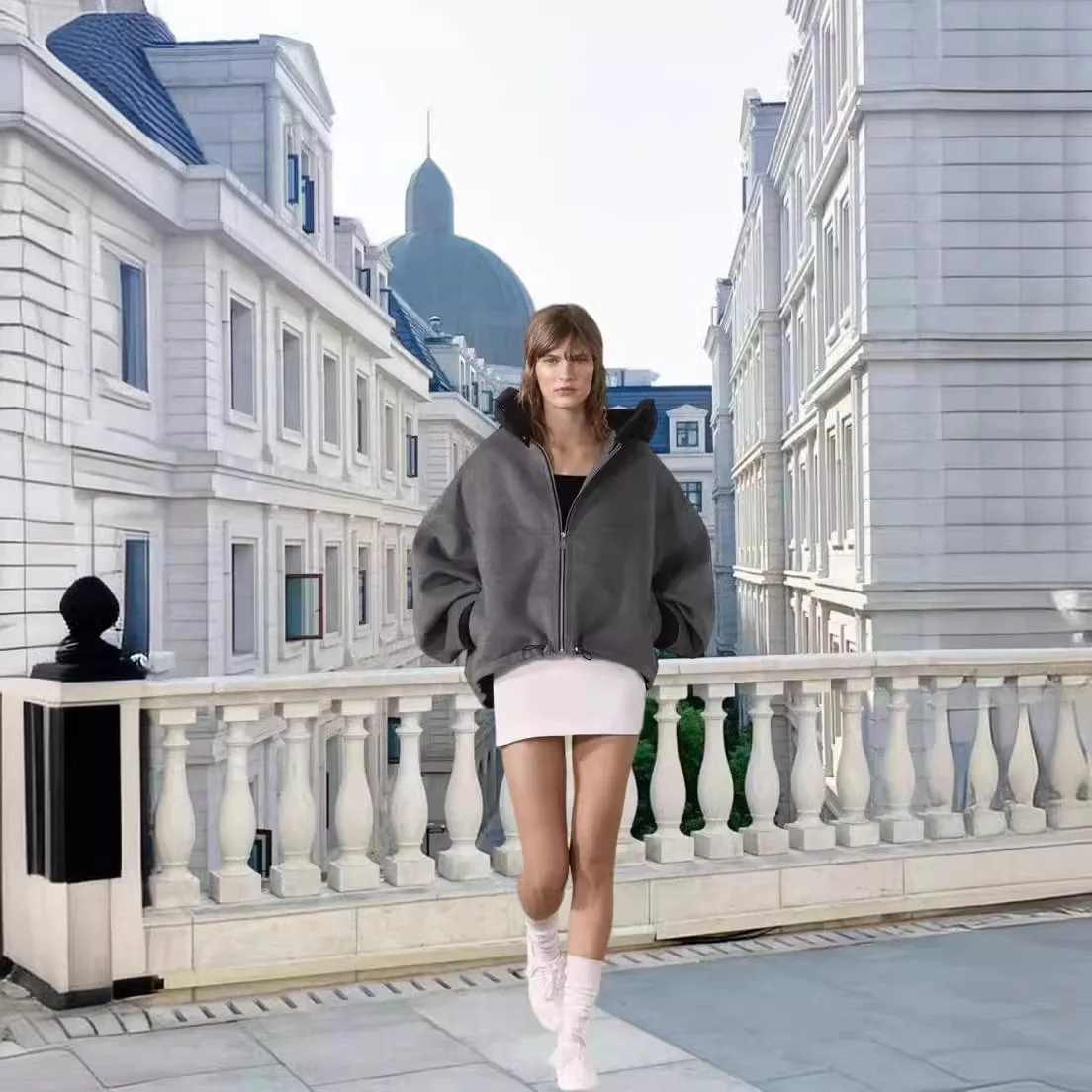 معطف قصير من الصوف بغطاء للرأس مزدوج الوجه قابل للفصل، ملابس خارجية شتوية فضفاضة، نمط غير رسمي مريح للنساء، أزياء التنقل #3