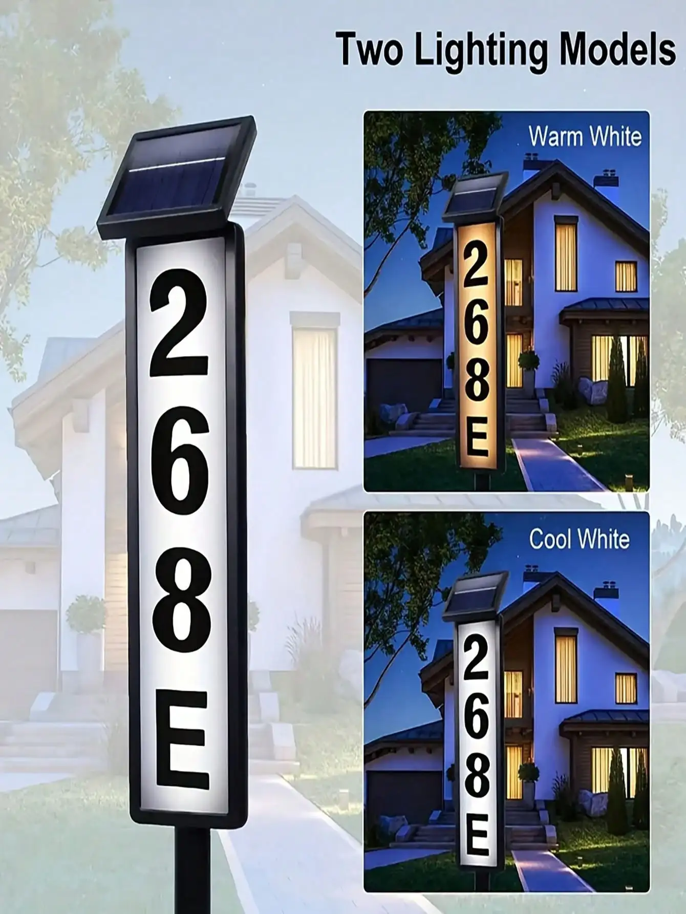 

Solar-Powered Courtyard House Number Plate, Ground-Mounted Lawn Lamp House Number Plate Lamp. It Has A Waterproof Function