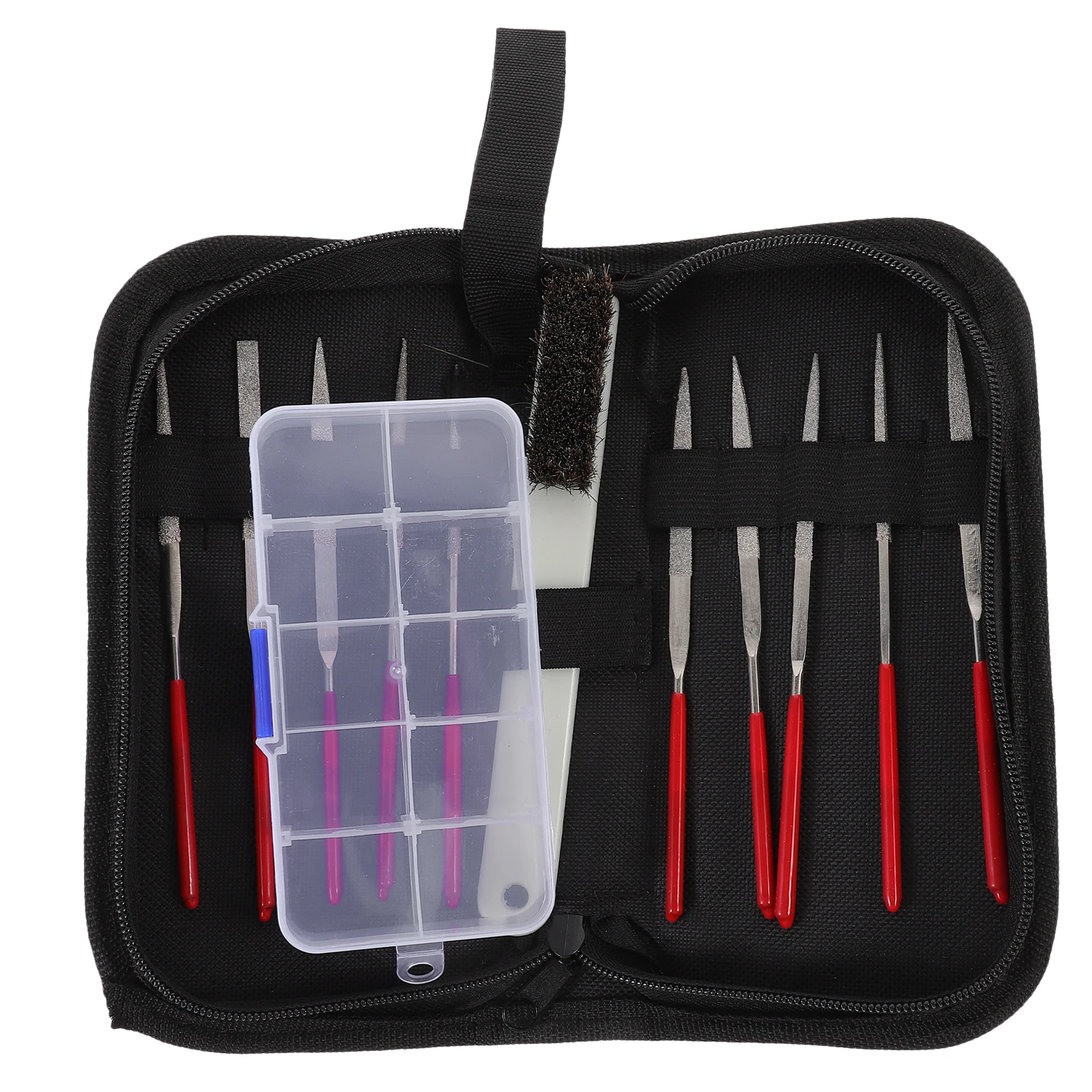 

10pcs Diamond File Set Strong Steel Files Rubber Handle 10 Unique Shapes For Shaping Needle File Industrial Tools