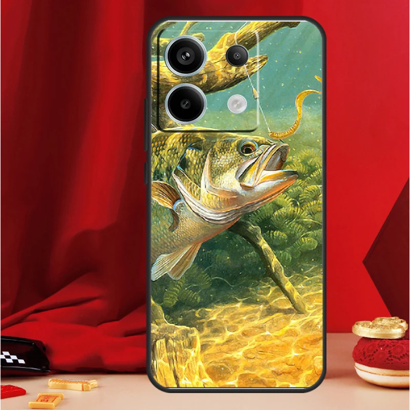 Bass Fishing Lake Fisherman Phone Case For Xiaomi Redmi Note 13 Pro 12 10 9 8 11 Pro 12S 11S 10S 9S 10A 9C 10C 12C 13C