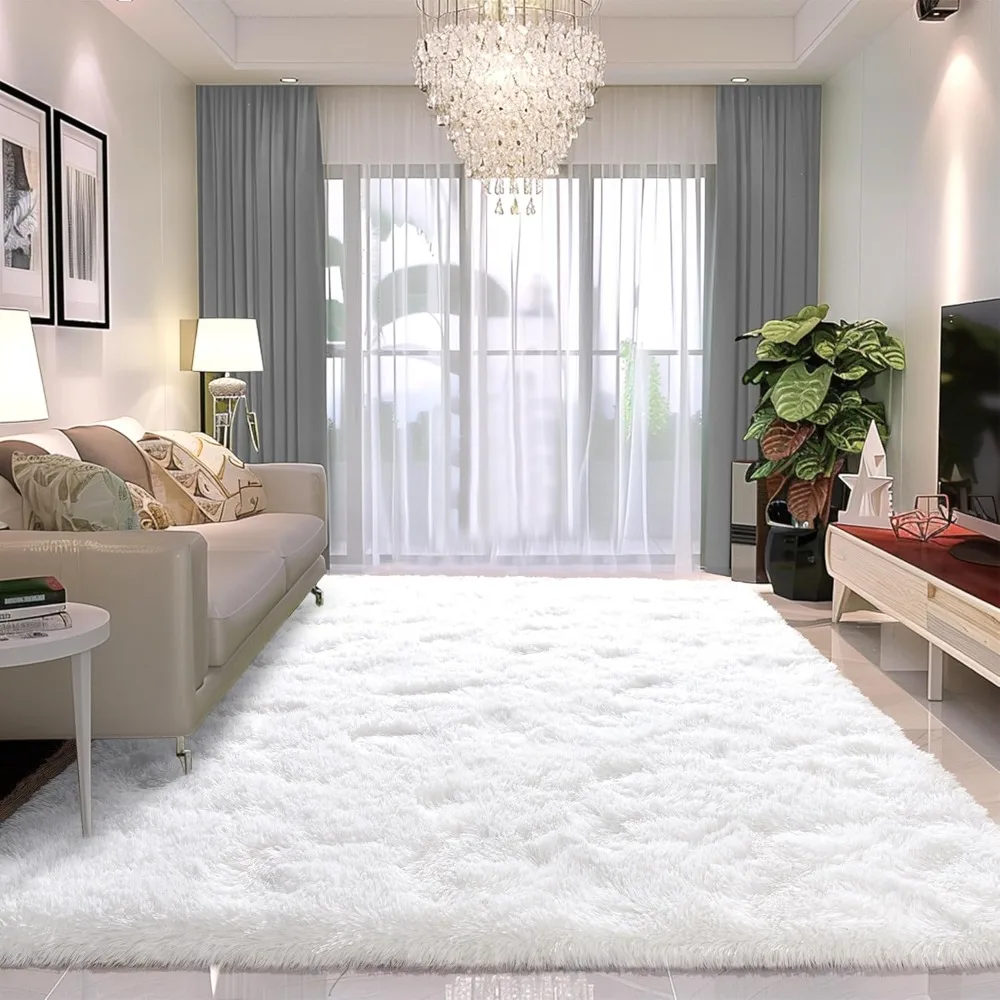 

8x10 Carpet Fluffy Rug for Living Room - Large Nursery Thicked Fuzzy Plush Rug for Bedroom 8x10 Area Rugs White