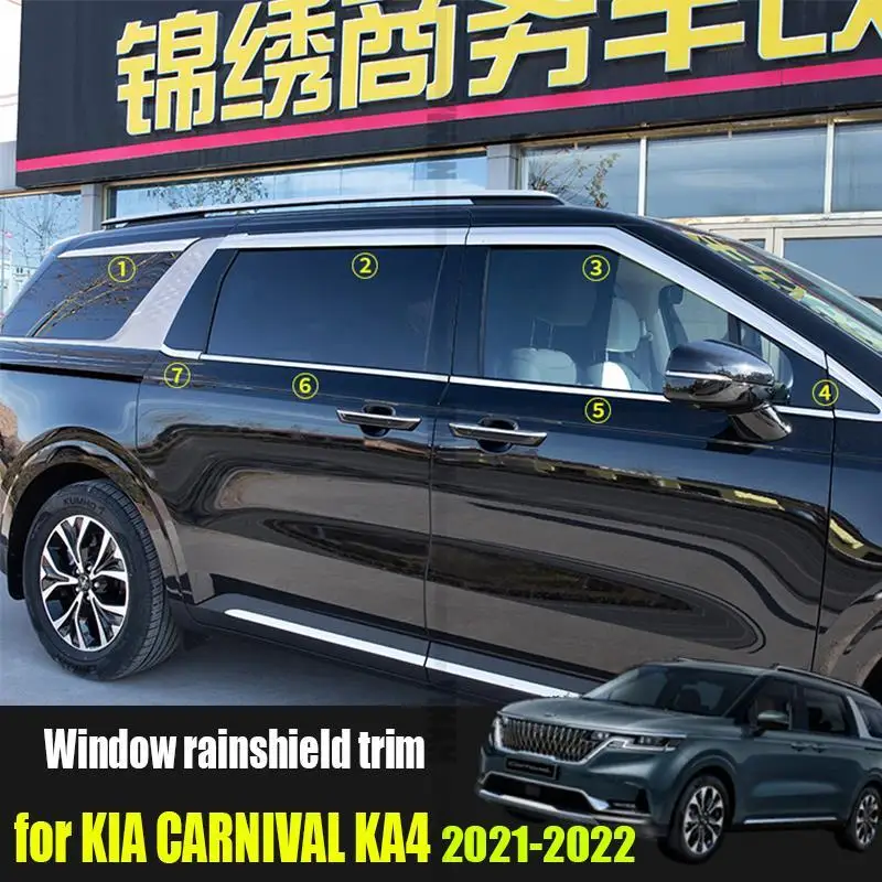 for Kia Carnival Sedona KA4 2021 2022 outside the window platinum plating rain shield ABS exterior window