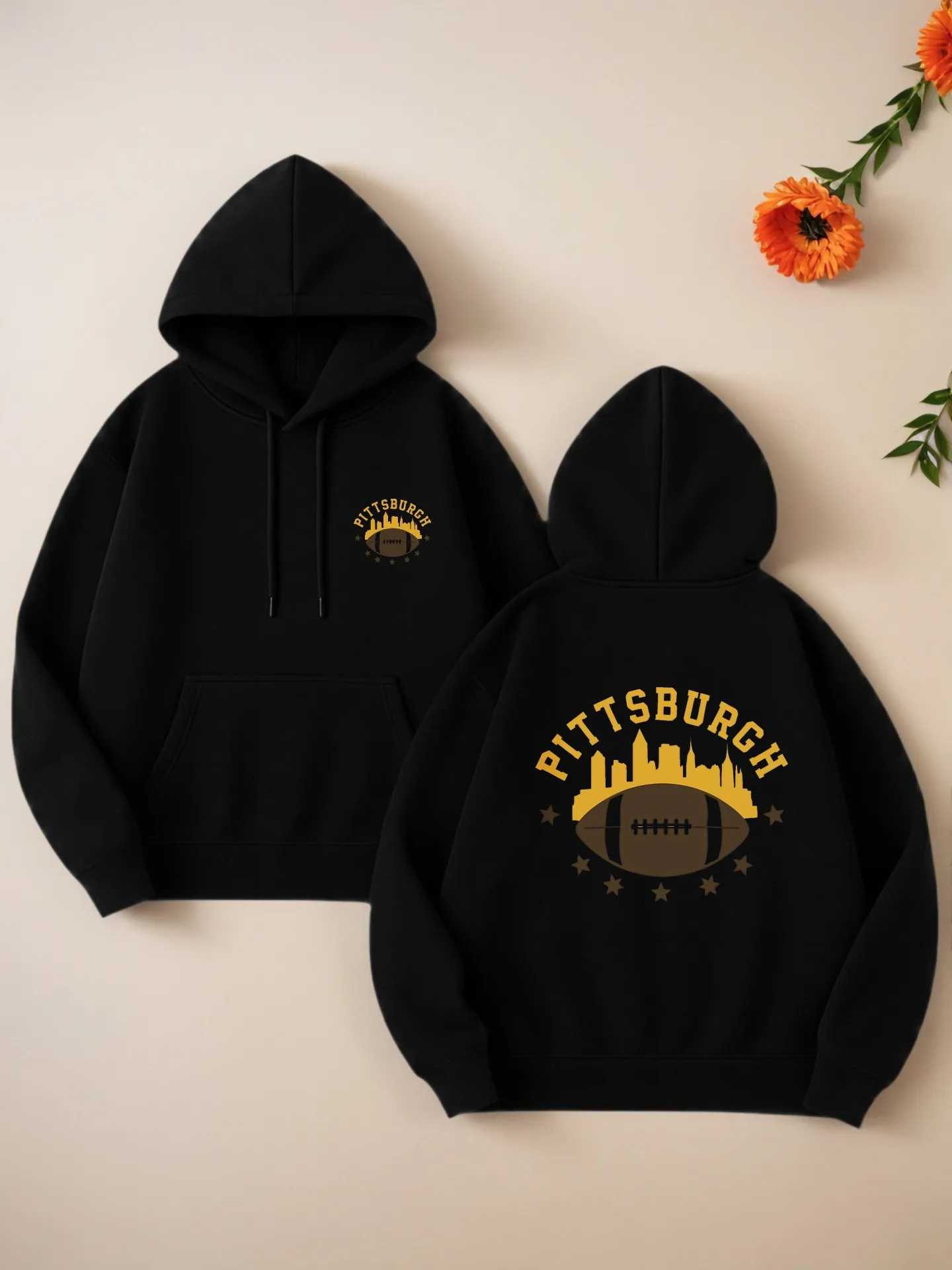 

Graphic Hoodie Women, Pittsburgh Football Print, Streetwear Style, Soft Fabric, Casual Everyday Wear, For Teens
