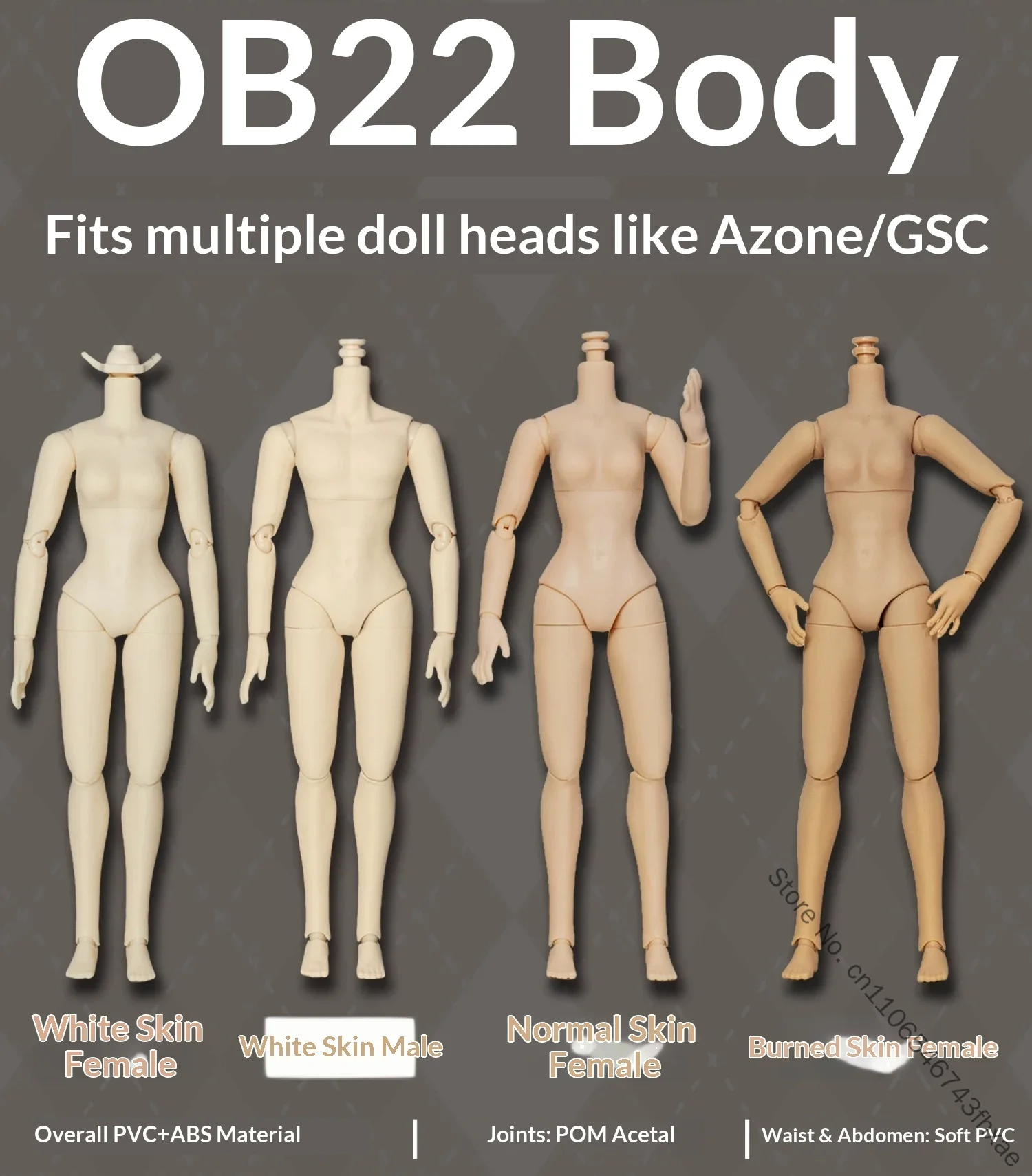 BIJIDI Special 1/6 Ob22 Bjd Body 1/8 Movable Jointed Compatible For Gsc Azone Head White Skin Normal Skin Mjd Doll Diy Hobby