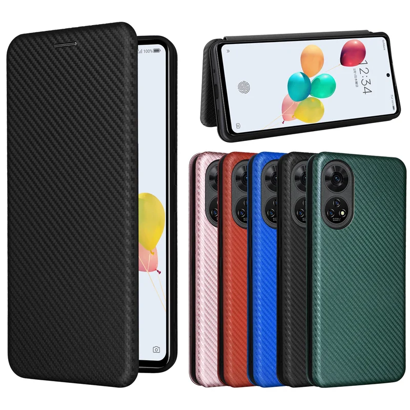 For ZTE Anshin Family/あんしんフアミリ-スマホA303ZT Case Carbon Fiber Flip Leather Case Business Magnetic Wallet Card Slot Slim Cover