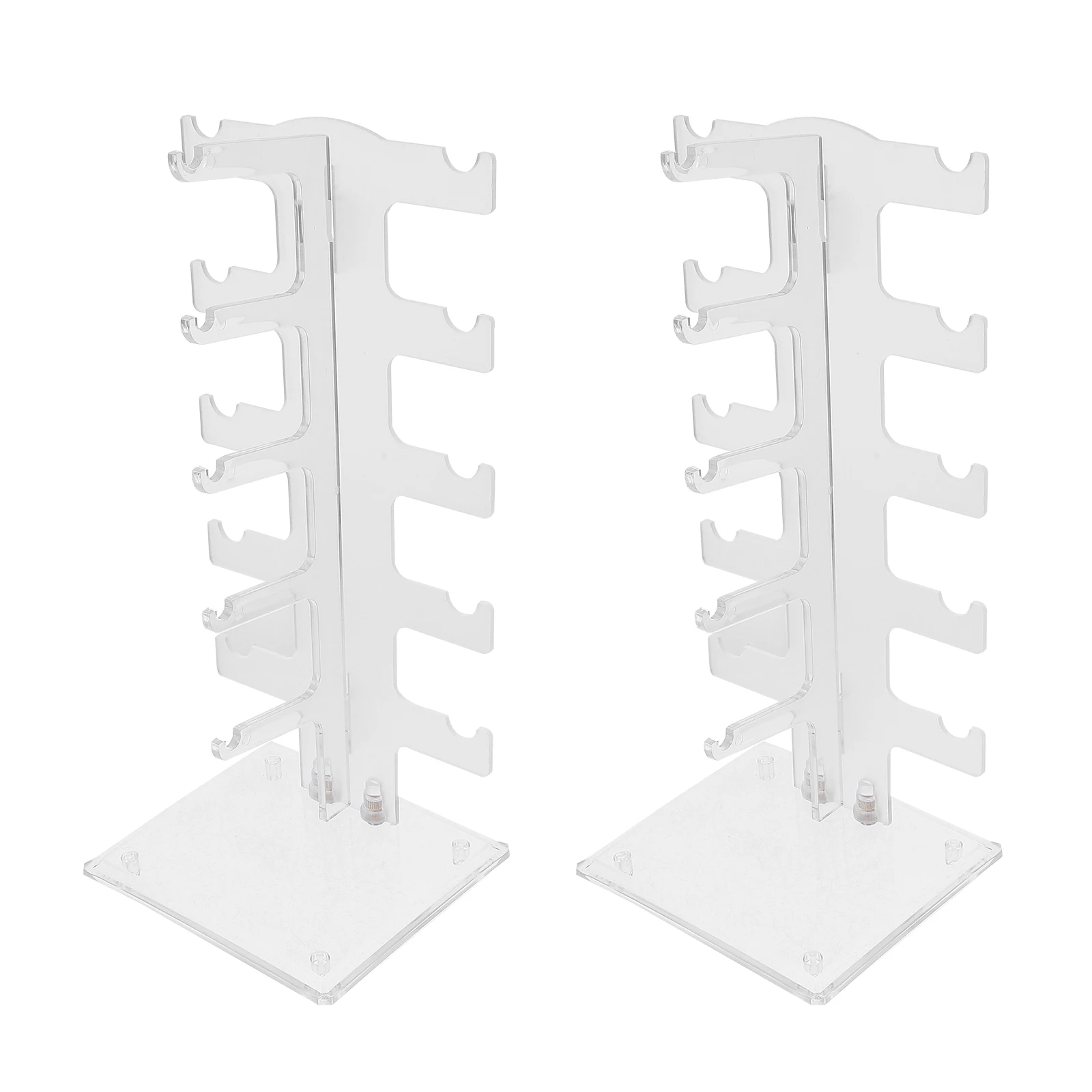 

2Pcs Premium Glasses Display Rack Strong Plastic Eyewear Holder 5-Tier Desktop Organizer Shelf Display Stand for Living Room