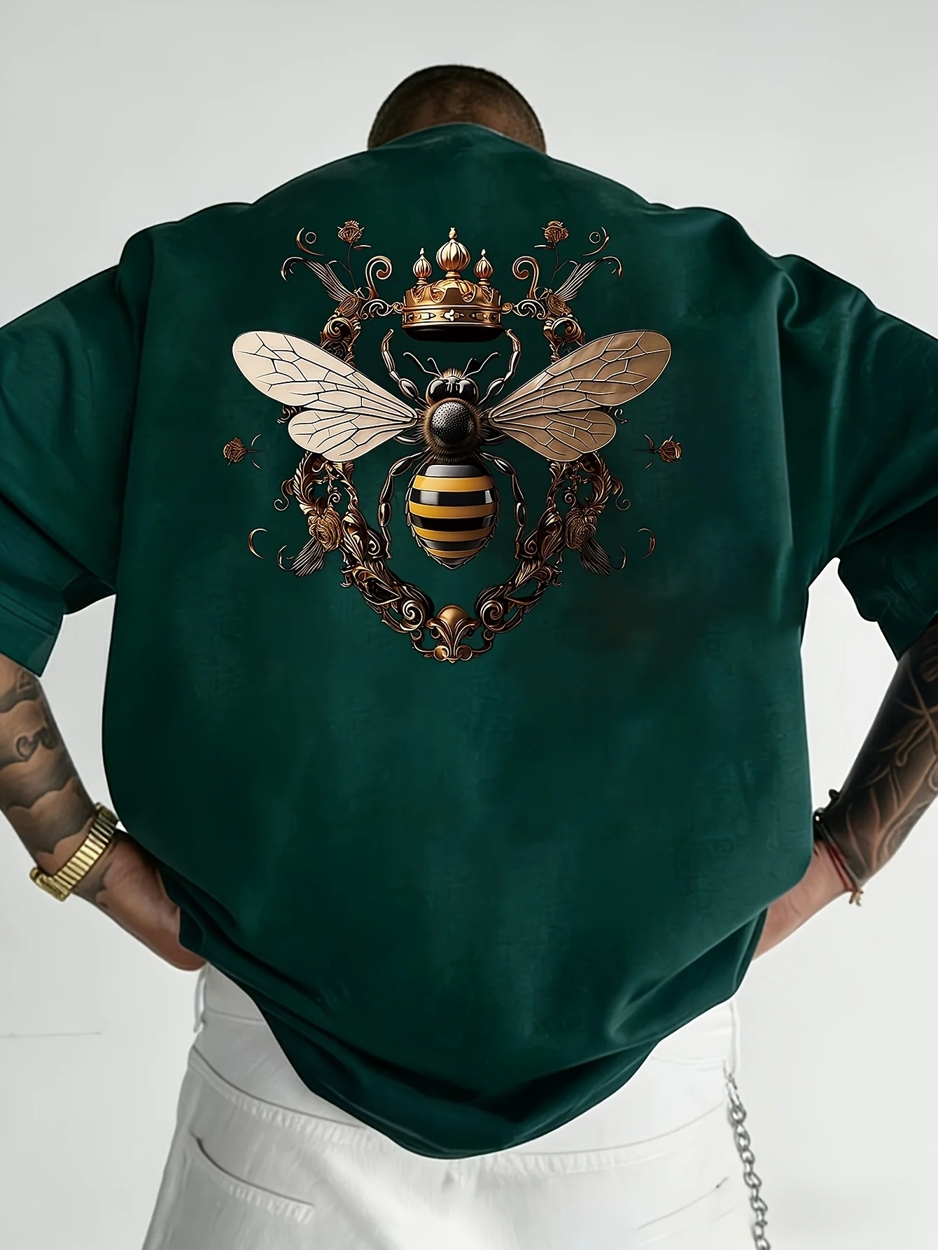 Retro Bee Print Pattern Casual Daily Men's and Women's Commuting Tops Retro T-shirts Simple Comfortable Printed Casual T-shirts