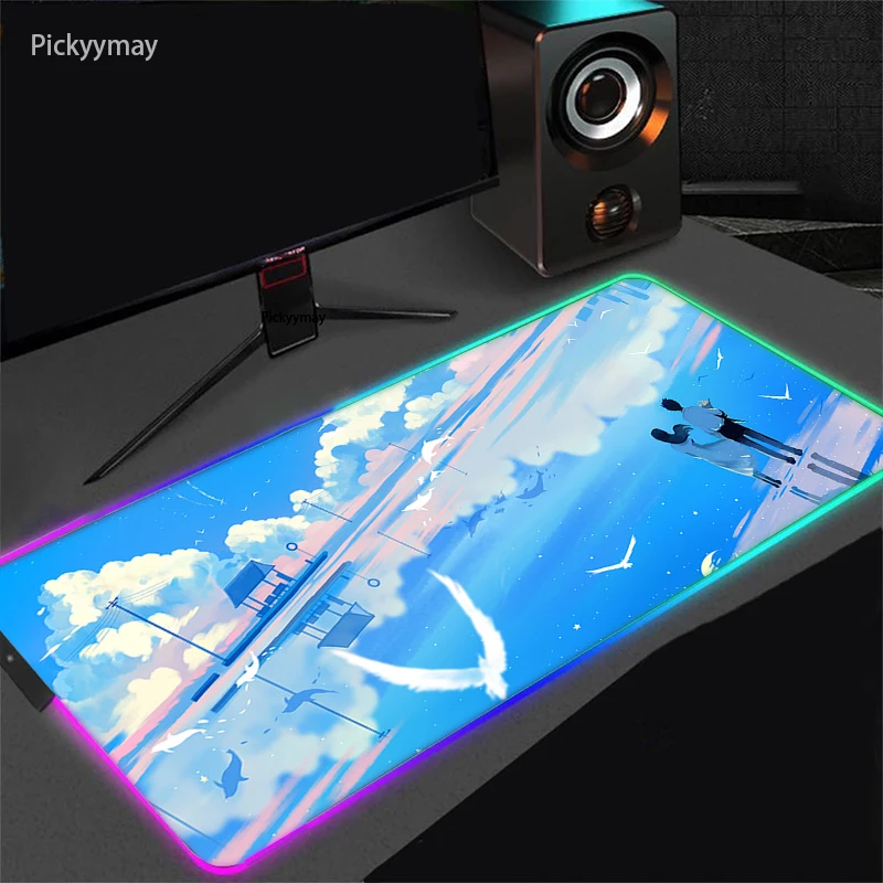 RGB Gaming Mousepad Illustration Mouse Mats Art Large Gamer Mousepads XXL Keyboard Pads Rubber Desk Mat Mouse Pad LED Backlit