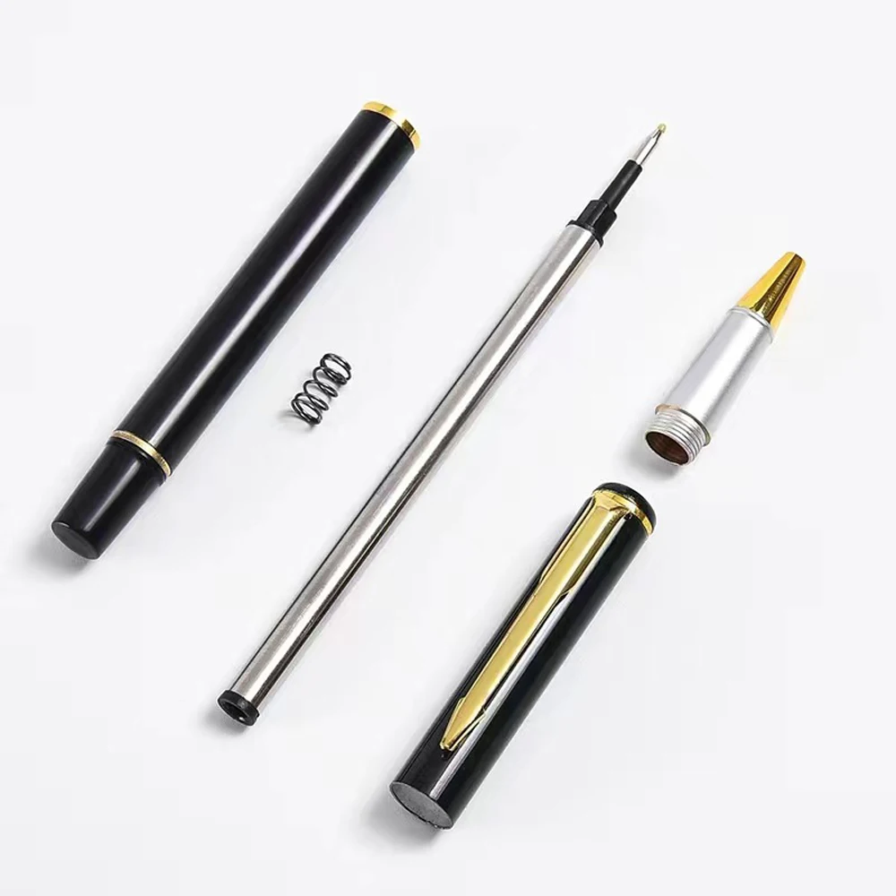 1+4Pcs/Set Office A Pen Metal Ballpoint Pen With Refill Gift Stationery Core Automatic BallPen For School Office Ink Blue Black