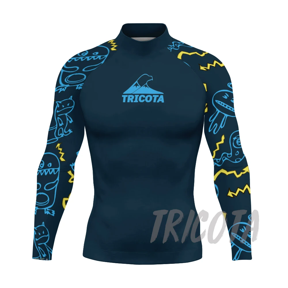 

TRICOTA Rash Guard Men's Surfing Shirts Long Sleeve Swimwear UV Protection Diving Apparel Beach Jerseys Quick Dry Swimming Tops