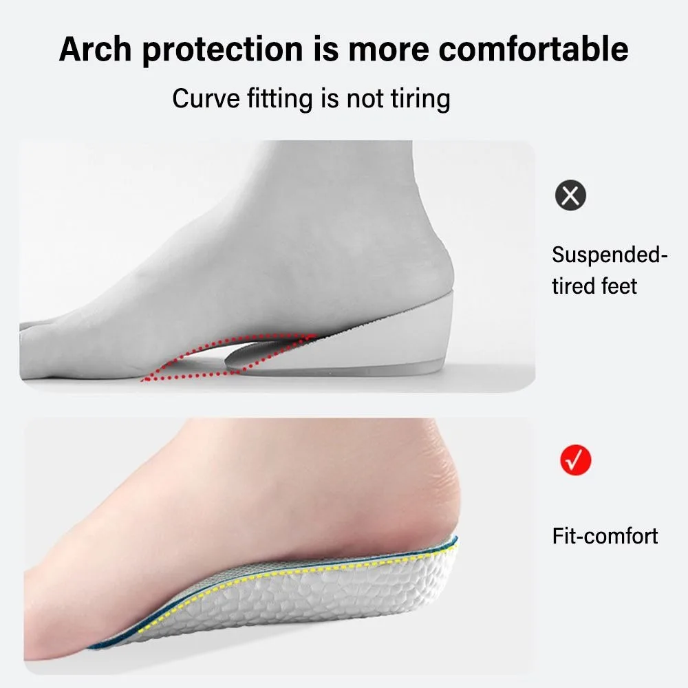 Breathable Invisible height Insole Convenient to Use Arch support Increasing Half Insole Durable Orthopedic Foot Sole Pad