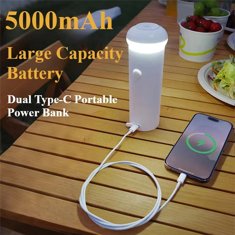 

ABKS-Multifunctional Outdoor Emergency Work Light 5000Mah Rechargeable Camping Light Portable Telescopic Lantern