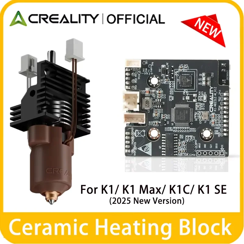 Creality K1 Max/K1C/K1SE Ceramic Heating Block (2025 New Version) + PCBA Adapter Board_T9_GD32F303CBT6 for K1 Series 3D Printer