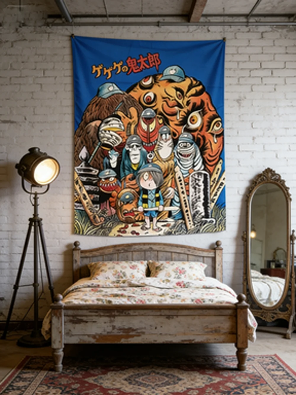 GeGeGe No Kitaro Showa Retro Anime Wall Tapestry Decorative Hanging for Bedroom Home Decor Artistic Japanese Anime Style