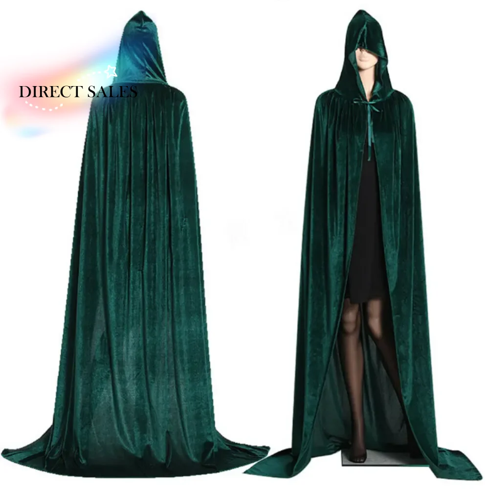 

Сплошной цвет, бархатный плащ, двусторонний дизайн, длинный халат с капюшоном, черный, красный, зеленый, роскошное качество, пончо, косплей, тема принцессы