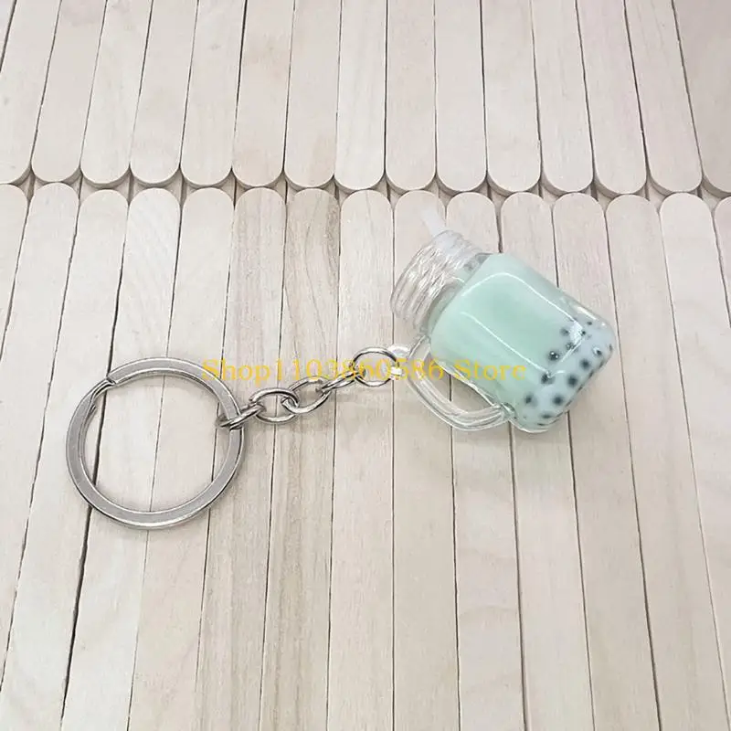 242A Small BobaMilk Tea Cup Chains Bubble Tea Keychain KawaiiCar Backpack Keyring Mini Cup Pendants Couple Gifts