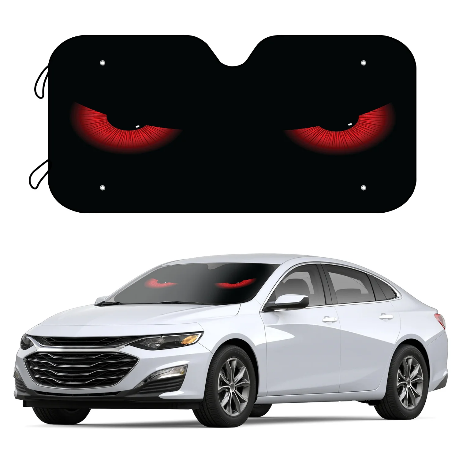 

1pc Red Anime Eyes Car Windshield Funny Sun Shade With 4 Free Suction Cups Foldable UV Ray Sun Visor Protector Sunshade To Keep