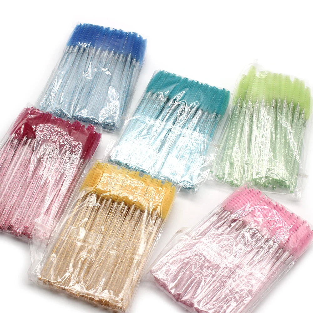 Brosse à cils jetable en cristal, peigne, Extension de cils, baguettes de Mascara, maquillage professionnel, outil de beauté, 50 pièces