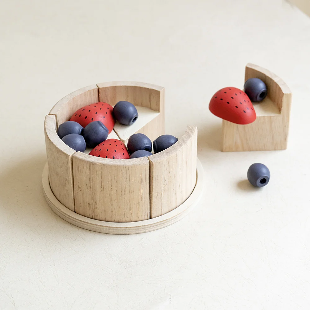 

Children Pretend Play Kitchen Toys Wooden Simulation Blueberry Strawberry Birthday Cake Kids Role House Play Educational Toys