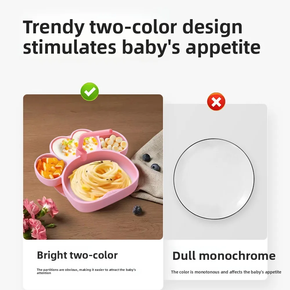 

Non-Slip Cat Paw Suction Dinner Plate Durable BPA-Free Divided Silicone Suction Plate Waterproof Sturdy Feeding Tableware