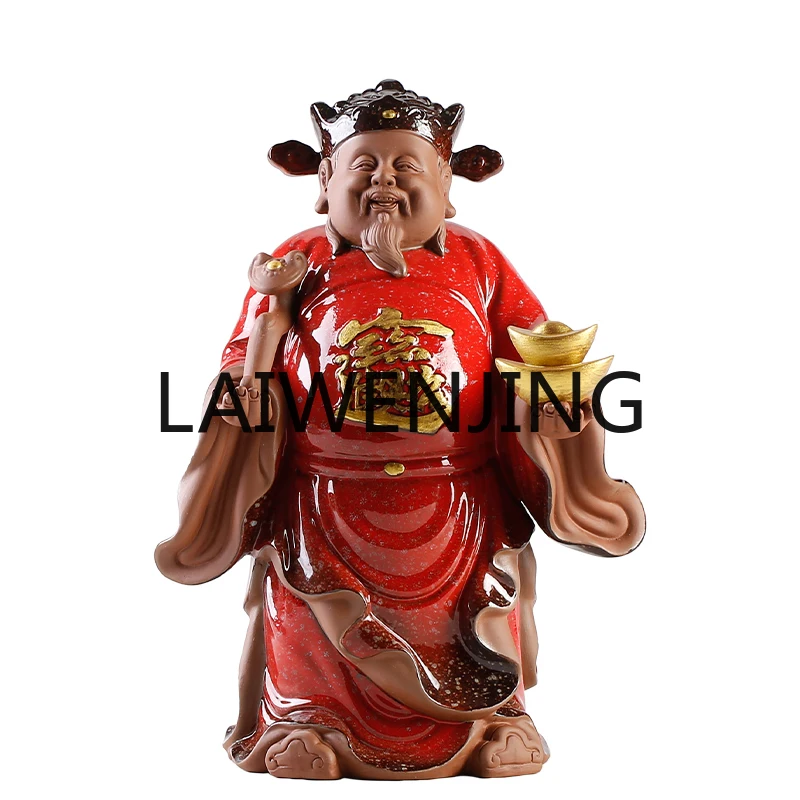 

RWJ God of Wealth Ceramic Buddha Ornament Fortune Worship Statue of God of Wealth Opening Gift