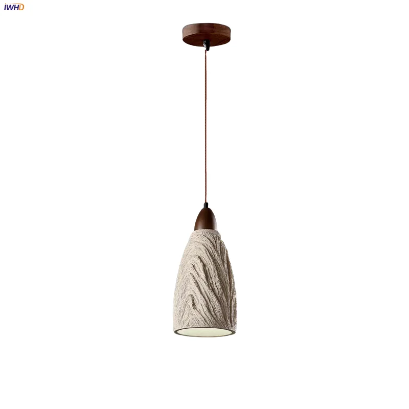 

IWHD Home Decor LED Pendant Lamp Aisle Coffee Bar Wire Adjustable Nordic Modern Cement Lampshade Hanging Light Fixtures Hanglamp