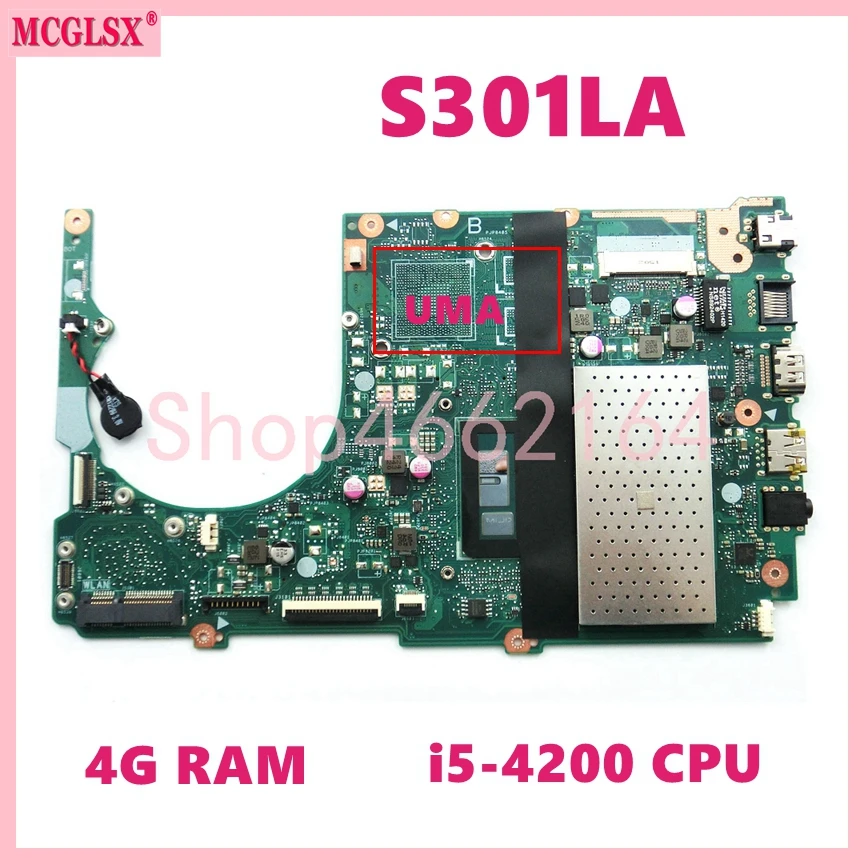 S301LA With i5-4200U CPU 4GB-RAM Notebook Mainboard For ASUS S301L S301LA Q301LA S301LP Laptop Motherboard 100% Tested OK