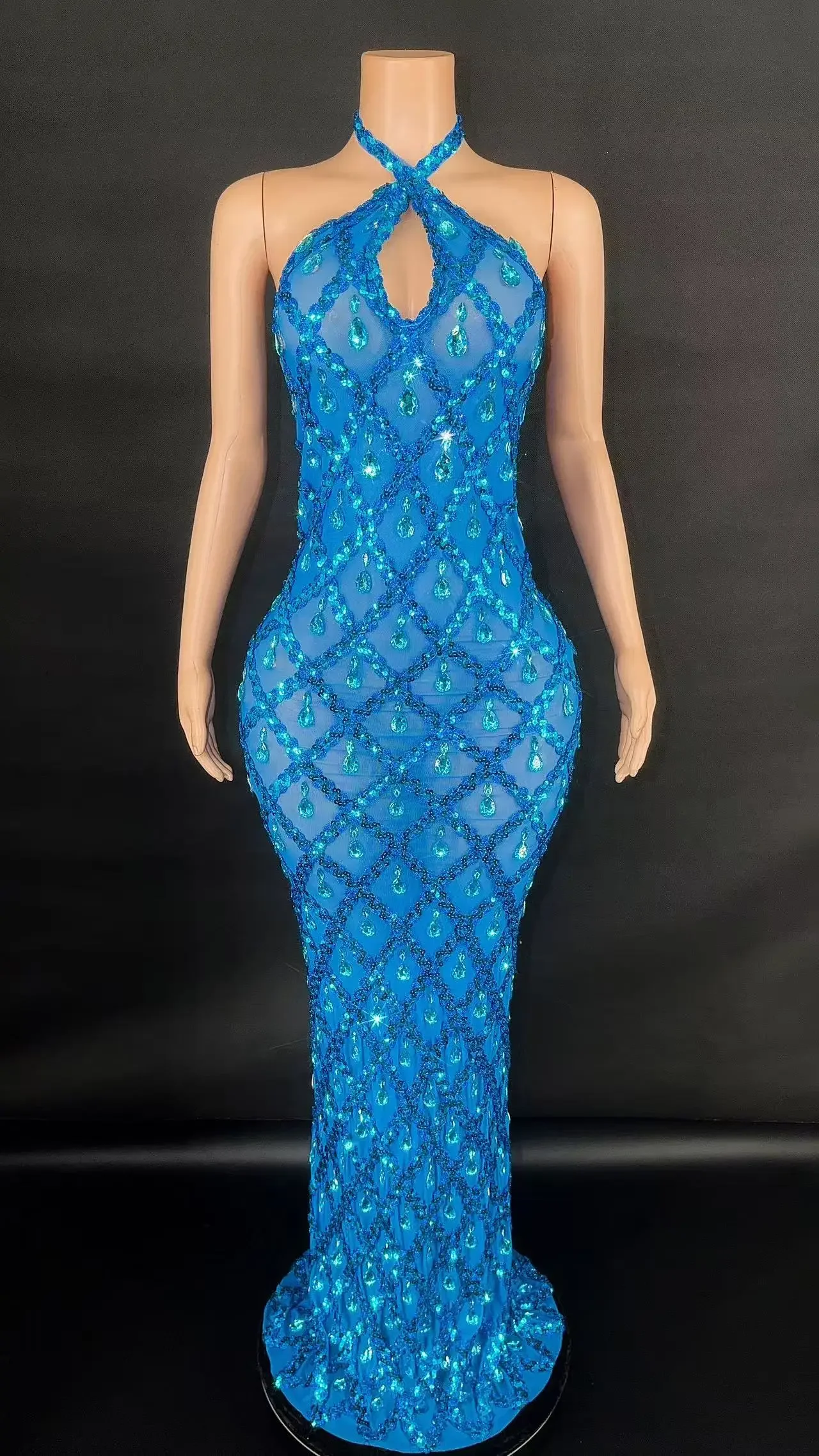Women's Sexy Rhinestone Skirt Costume with Big Sleeves for Club Stage Performance Birthday Celebration Dance Prom Host Outfit