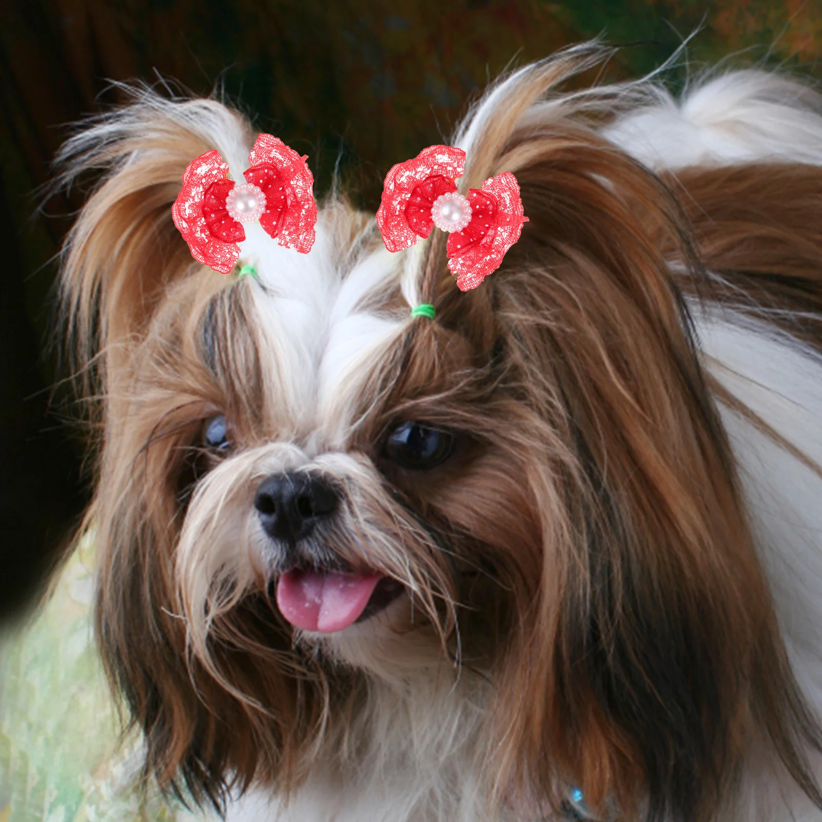 

50 Pcs Decorative Bow Pet Puppy Bows Dog Hair Ties Headband Cat Accessories with Rubber Elastic