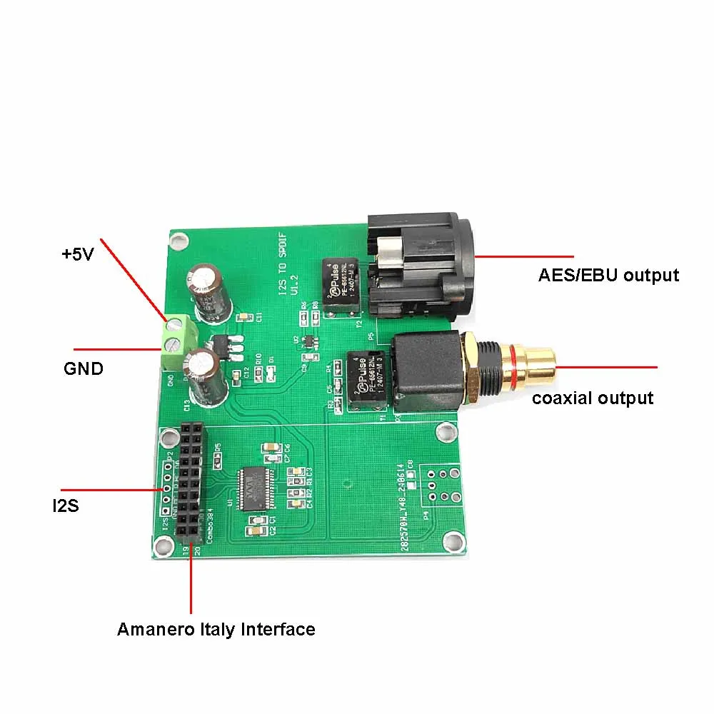 XMOS Amanero Italy Interface I2S To Coaxial AES/ EBU Balanced Output Board WM8805 Digital Audio Receiver 16/24BIT 44.1~192KHz