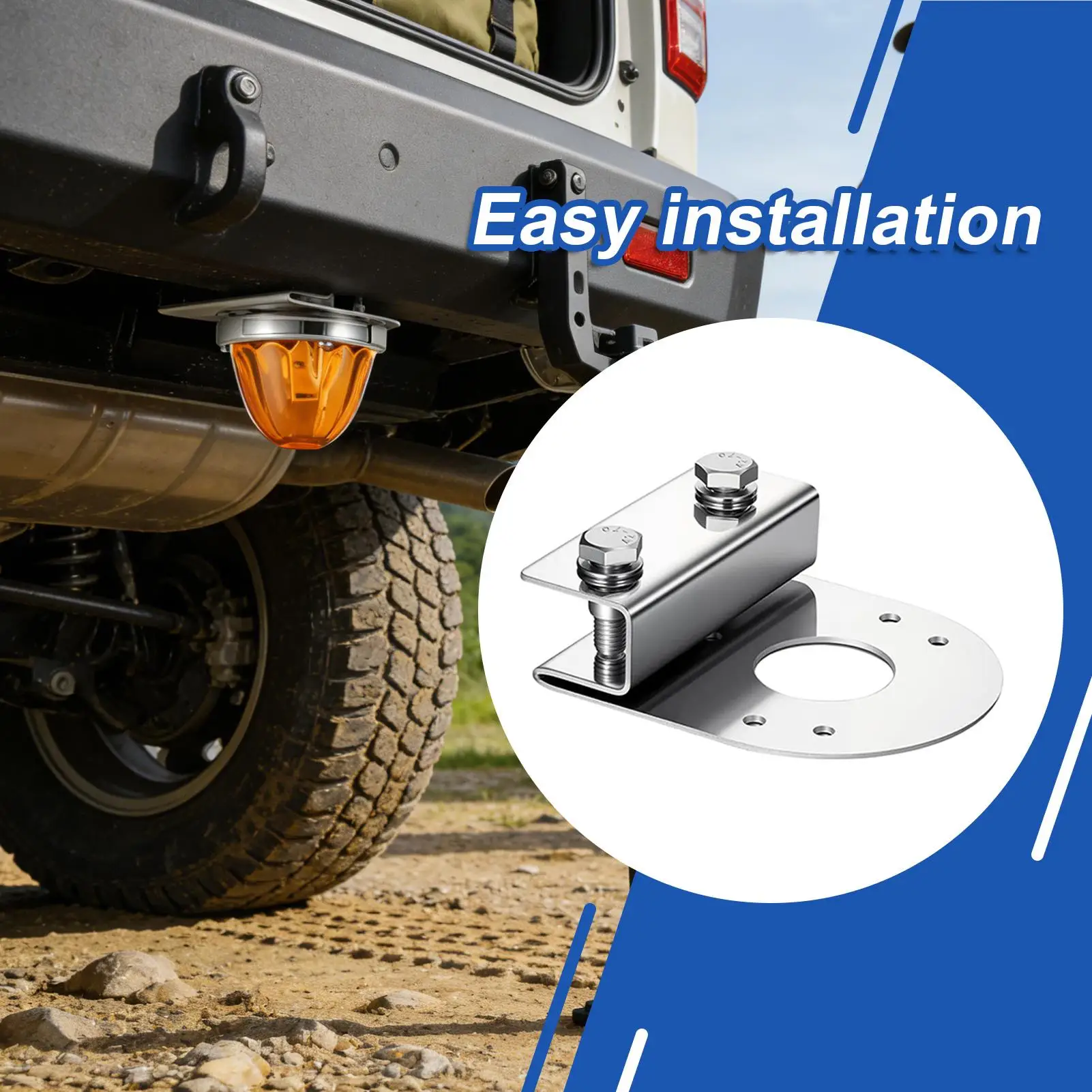 Watermelon Light Brackets Stainless Steel No Drilling Rack 2-Piece Turn Signal Mounting Holders For Truck Semi-Truck SUV