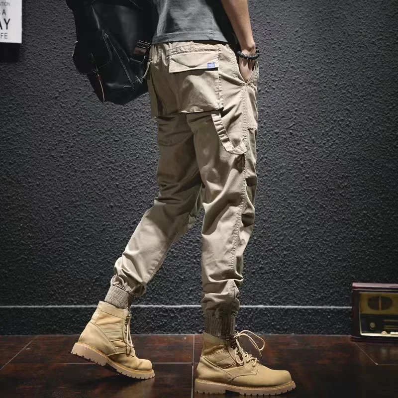 

American Sle Multi-ket Functional Work Pants Men's Trendy Slim Fit Casual Pants Korean Version Trendy Cuffed Pants Long ...