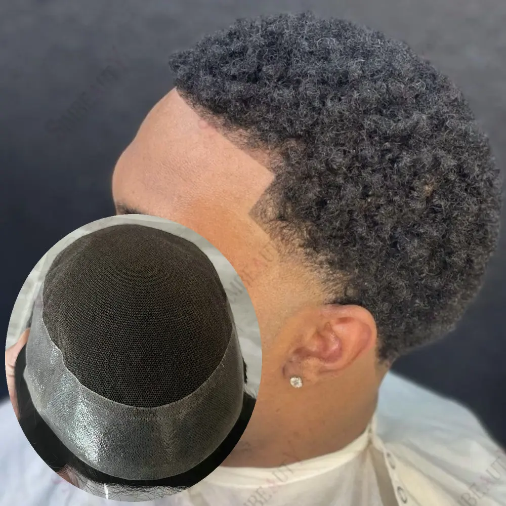 

Австралийские 6 мм афро плотные вьющиеся мужские волосы система замены кружева и искусственная основа парик из человеческих волос натуральная линия волос капиллярные протезы