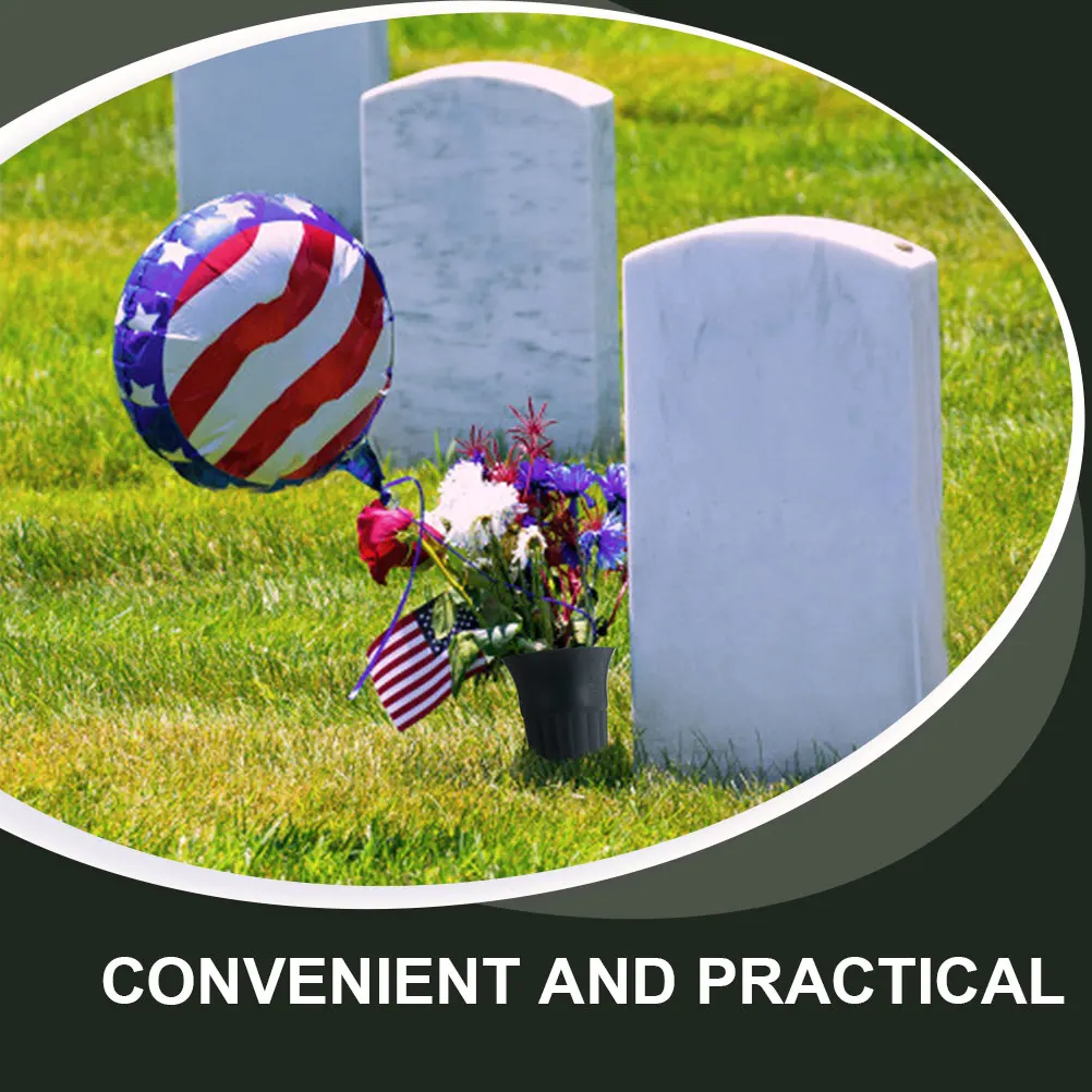 

2 Pcs Decorate Plastic Flower Pot Hat Office Cemetery Flowers Grave Vase Cemetary