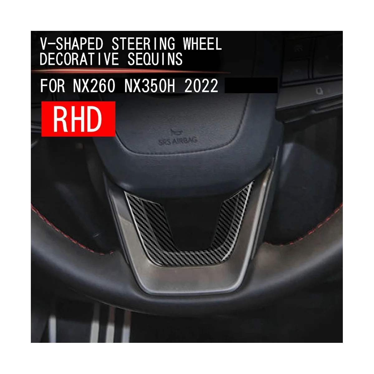 Carbon Fiber Steering Wheel Cover Trim Interior Mouldings Strip Decoration for NX260 NX350H 2022+