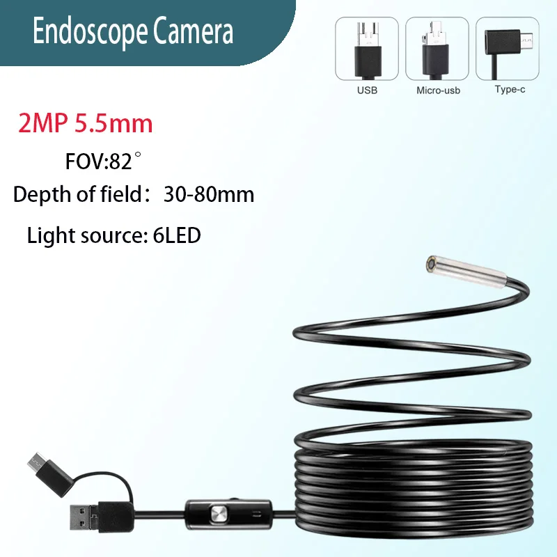 

2MP 5.5mm 82° endoscope Camera Industrial Pipeline Inspection 3.5m USB Soft wire endoscopic camera