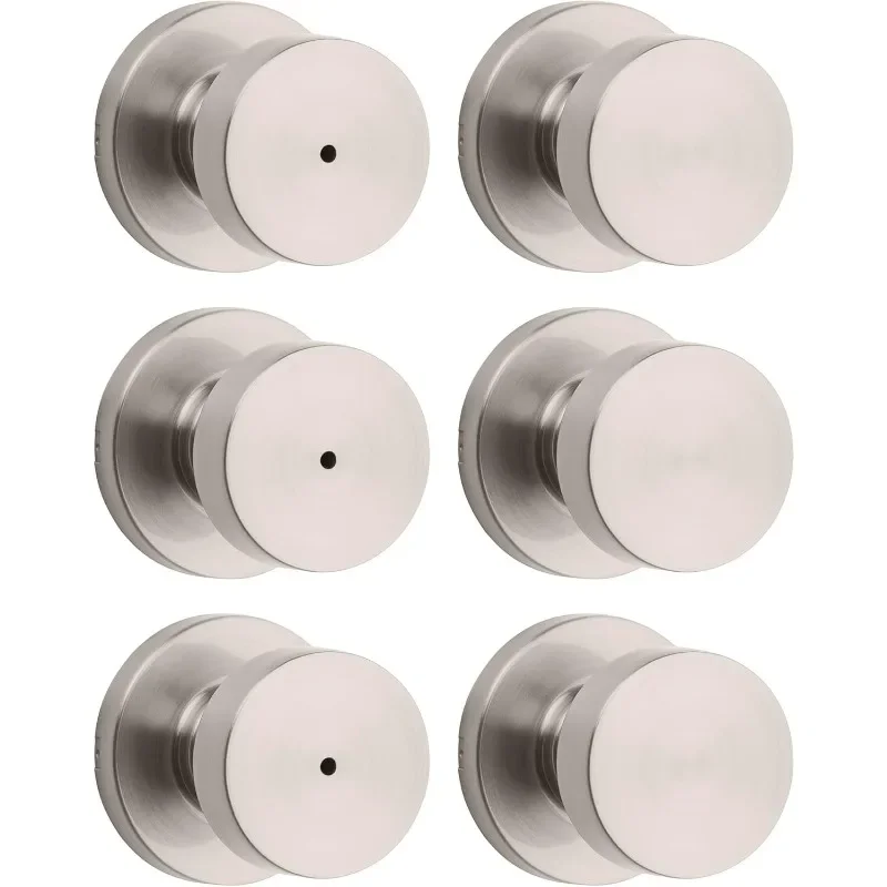 

Kwikset Pismo Door Knob Set, 6 Pack with 3 Non-Locking Passage and 3 Locking Keyless Privacy Handles