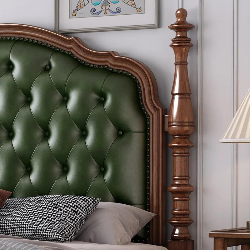 

Customizable Full Solid Wood Bed High-end Villa Furniture Double Wedding Bed