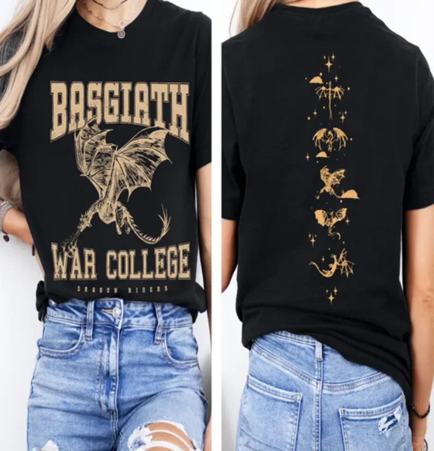 

Футболка Basgiath War College, двусторонняя футболка Basgiath, футболка Dragon Riders, футболка Fly или Die, футболка Riders Quadrant, футболка с четвертым крылом, женский подарок