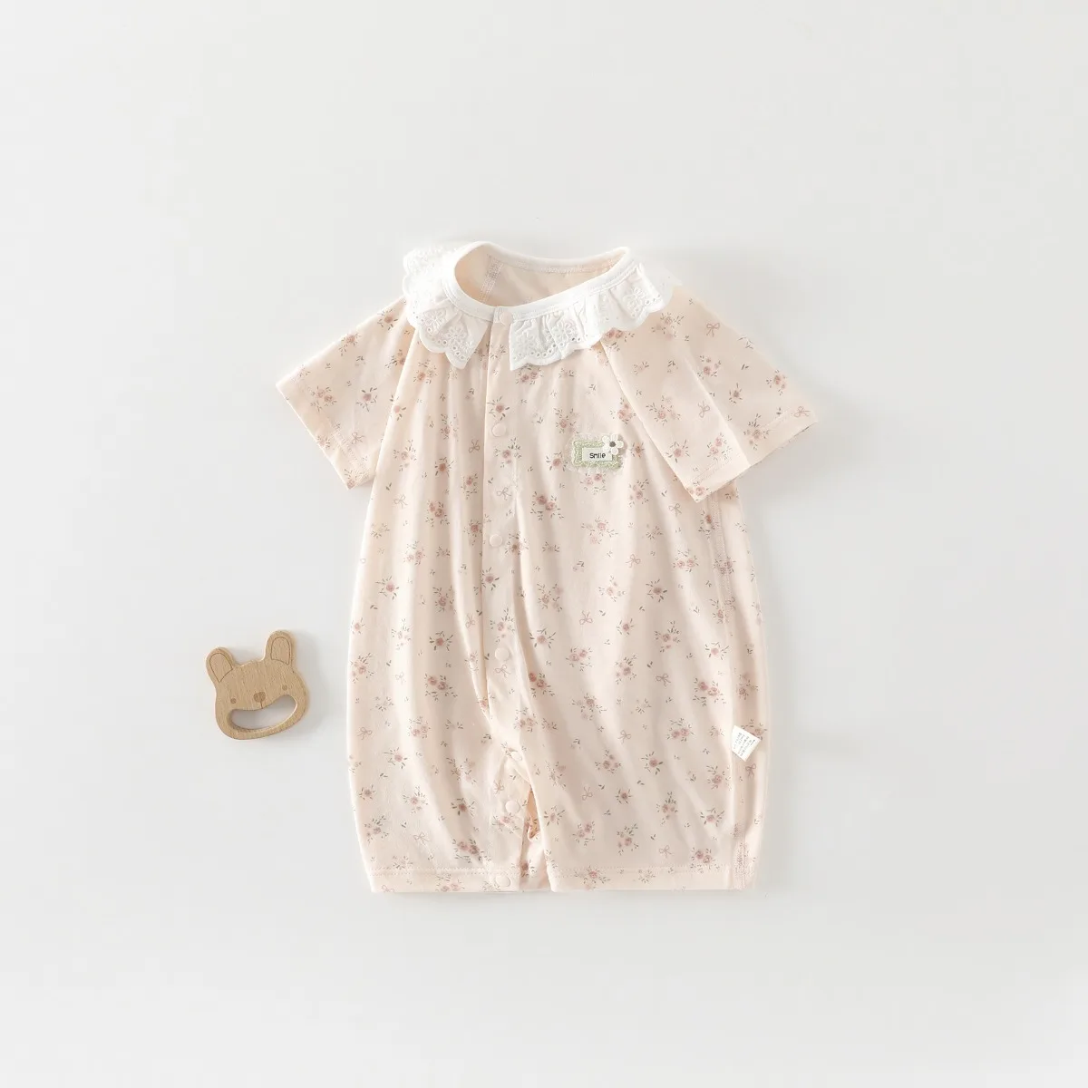 6-18M Newborns Summer Lightweight Comfy Short Romper Baby Girl Cotton Breathable Onesie Infant Floral Cute Princess Bodysuit