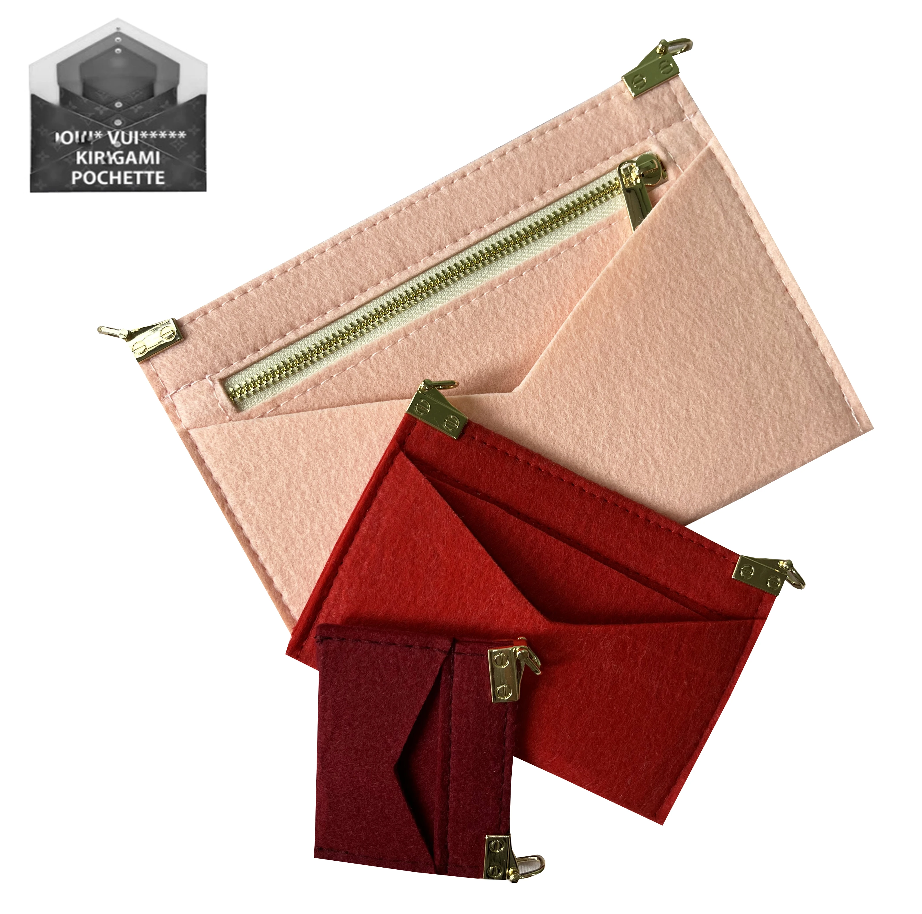 

Фетровый органайзер Для сумки Киригами вставка из 3-х годов с золотой цепочкой Сумка через плечо Kirigami Pochette Конверт Сумка-вставка-органайзер