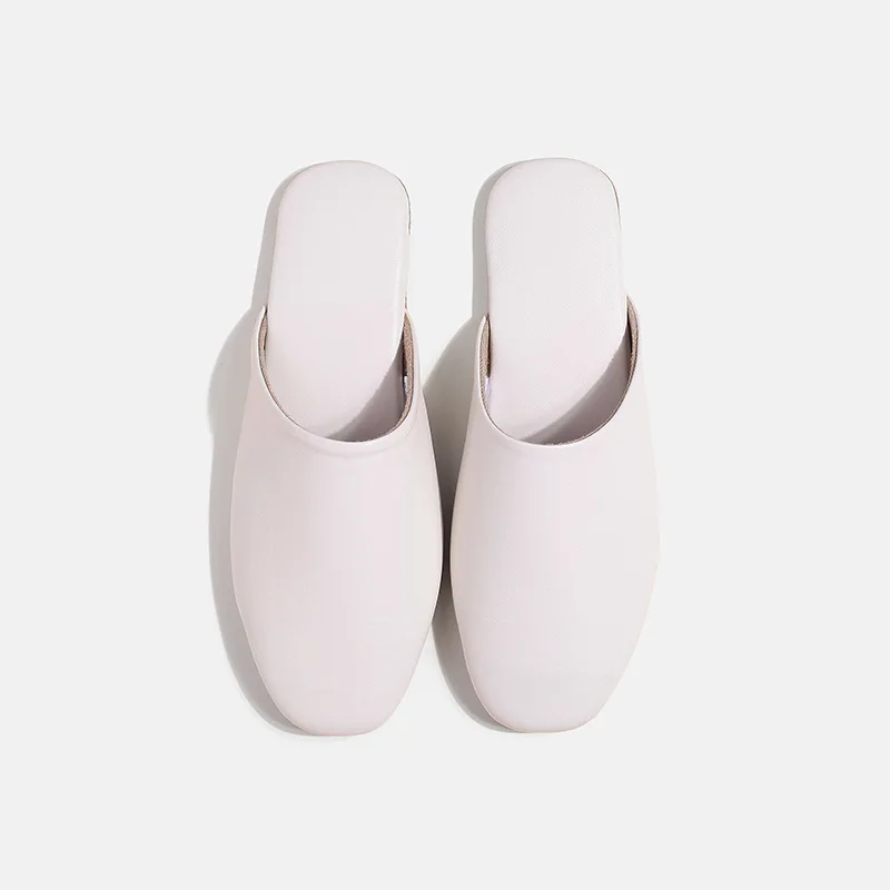 Ladies Sheep Leather Slide Mens Close Toe Slipper Breathable Quality Hotel Shoes
