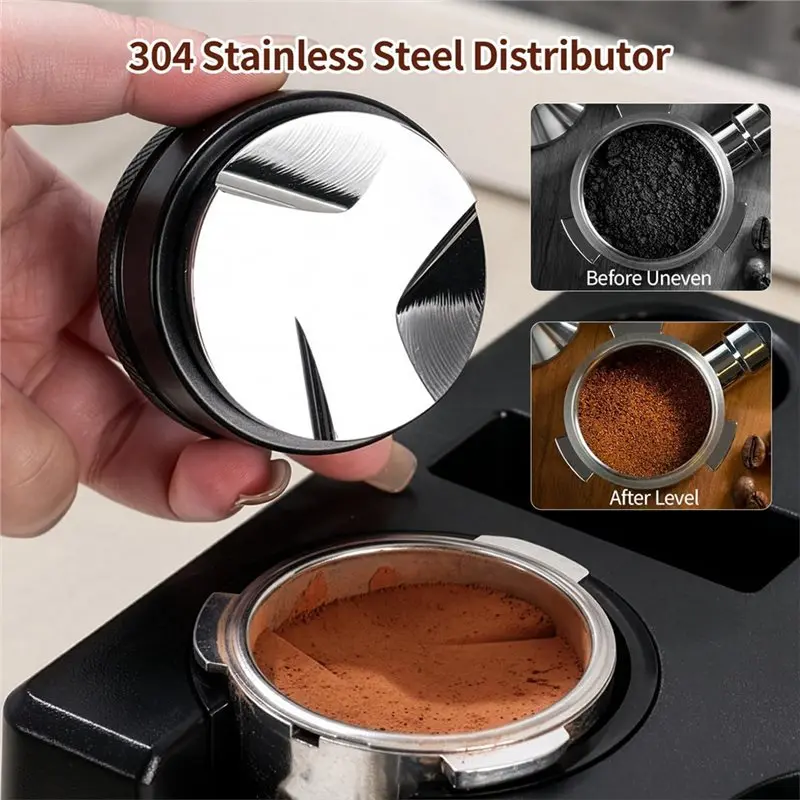 WORTHOWN-Espresso Accessories Kit For Breville 58Mm Portafilter-Coffee Tamper, Distributor And Tamping Station, Knocking Box