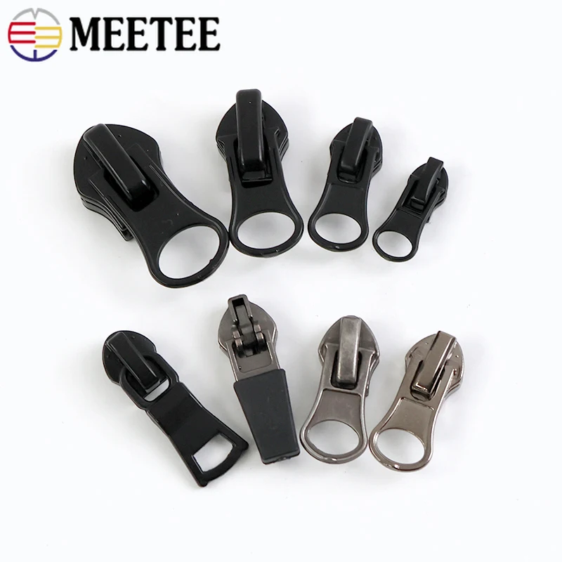 

10Pcs Meetee 3#5#8#10# Reverses Nylon Zipper Puller Tent Jacket Waterproof Zips Slider Clothes Bags Zip Head Sewing Accessories