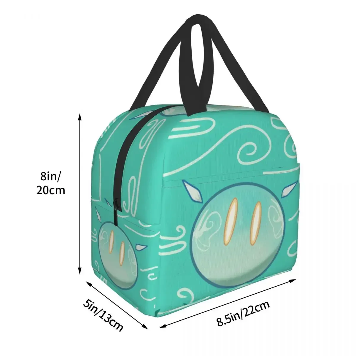 Anemo Slime Genshin Impact Insulated Lunch Tote Bag per le donne Anime Game Portable Cooler Thermal Bento Box Camping Travel Picnic