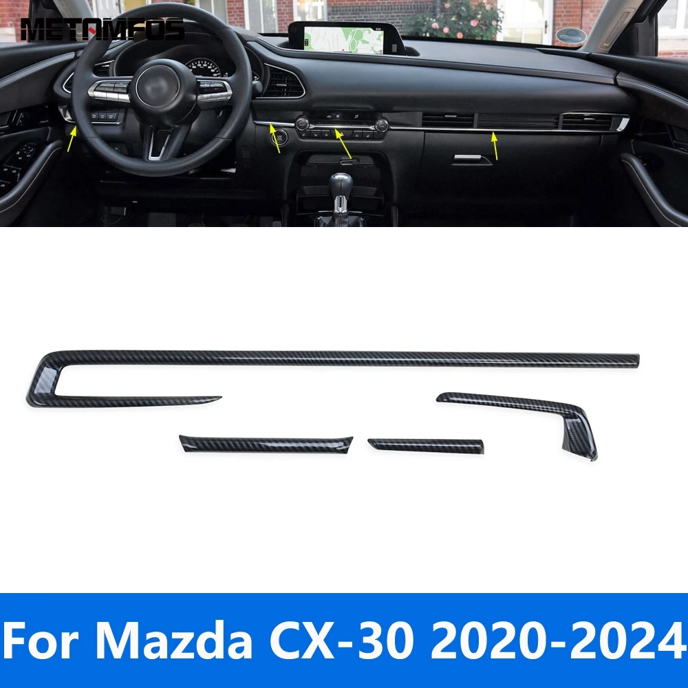 Accessories For Mazda CX-30 CX30 2020 2021 2022 2023 2024 Carbon Fiber Interior Center Console Dashboard Panel Strip Cover Trim