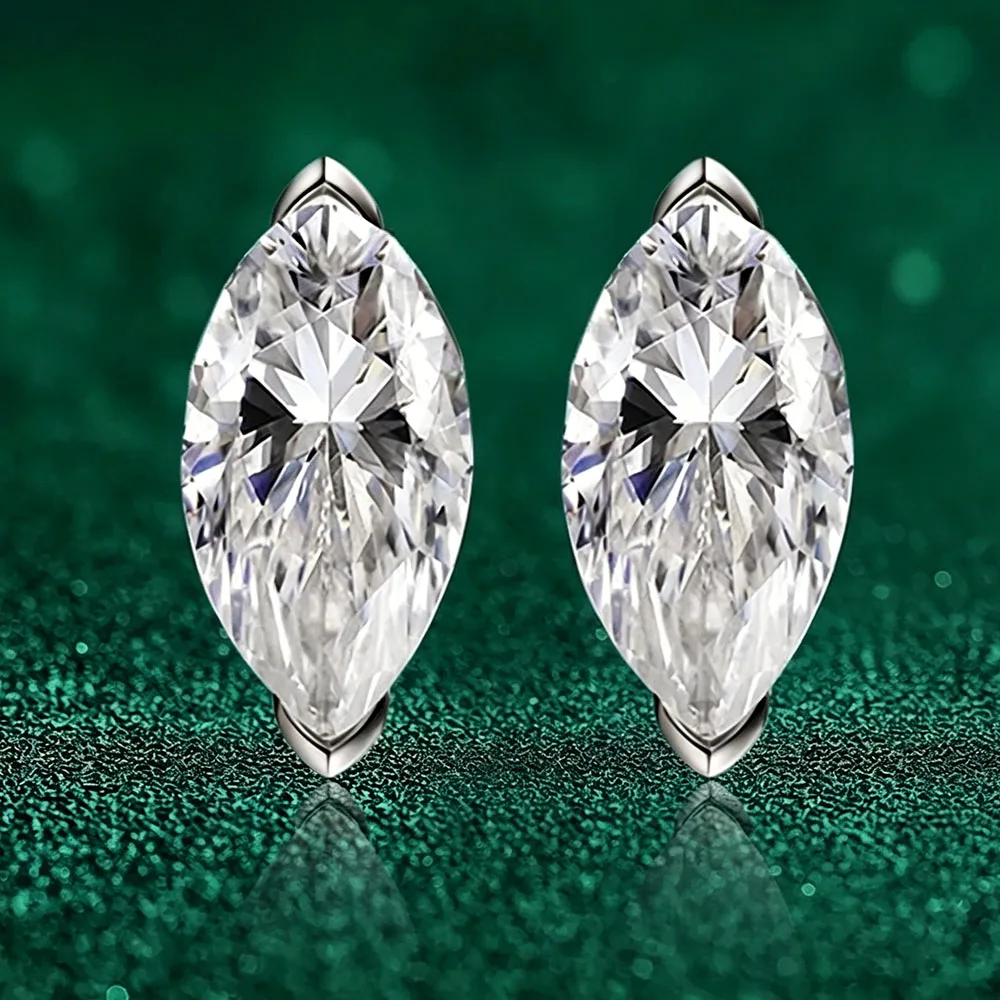 

18K Plated 0.3-3CT Certified Moissanite Stud Earrings For Women Marquise Cut Lab Diamond 925 Sterling Silver Jewelry Earring