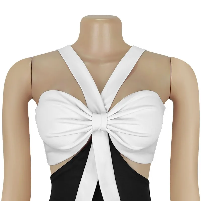 KEXU 여성용 브이넥 오프숄더 컬러 블록 와이드 레그 점프수트 2025 패션 섹시 파티 플레이수트 원피스 수트 롬퍼